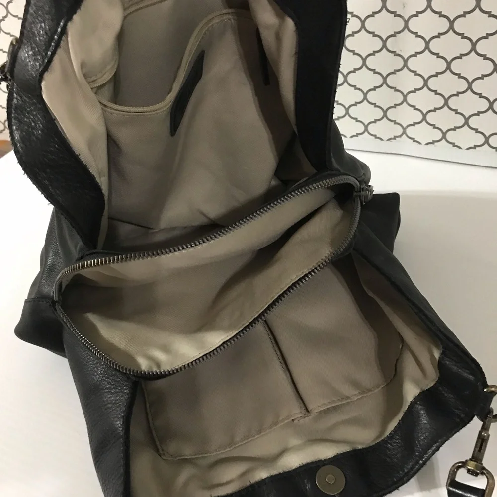 American Leather Co Black Leather Shoulder Bag
